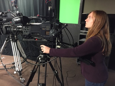 SDSU student runs camera Yeager Media Center control room during On Call with the Prairie Doc